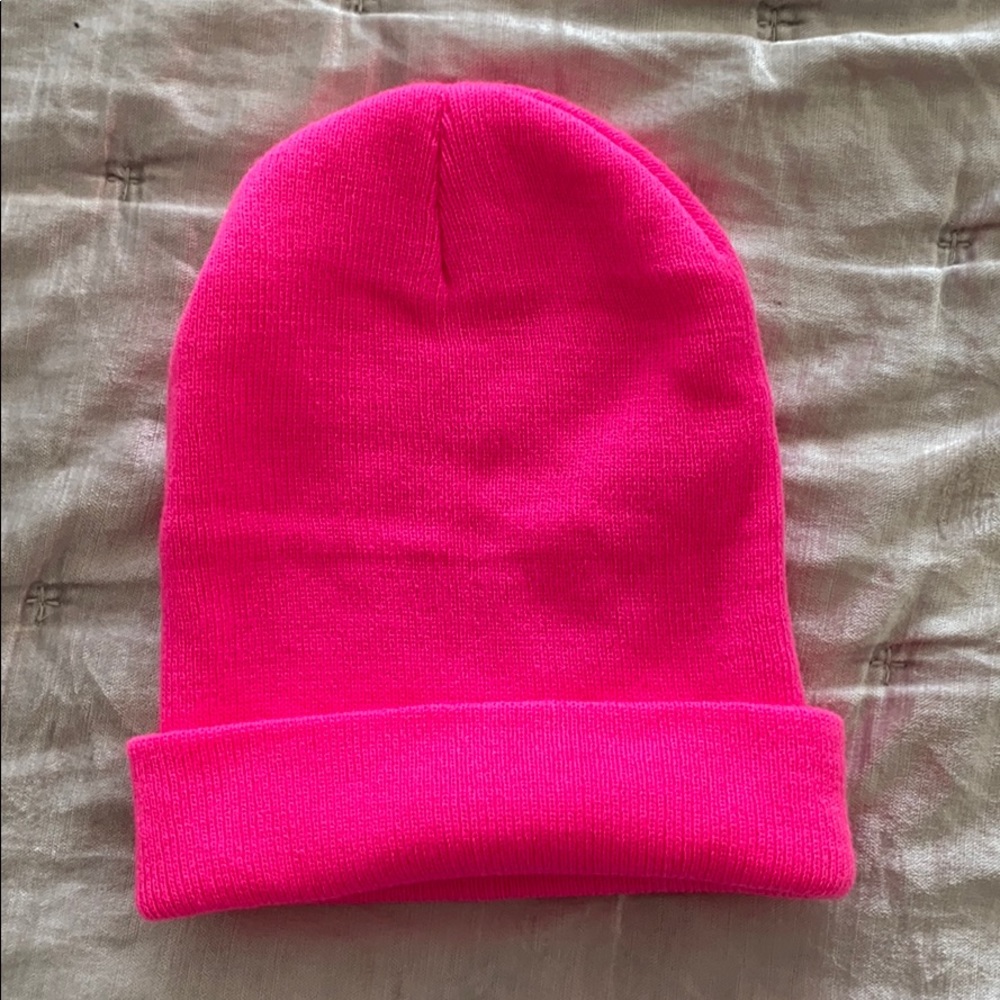 Neon pink beanie